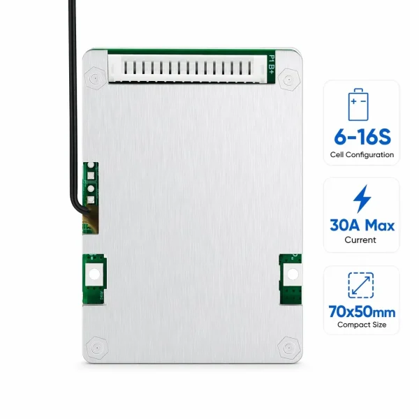057-V2 Ultra-Compact 6S-16S 30A Smart BMS | High-Density Design (L70*H50mm) for E-Mobility & Integrated Energy Systems